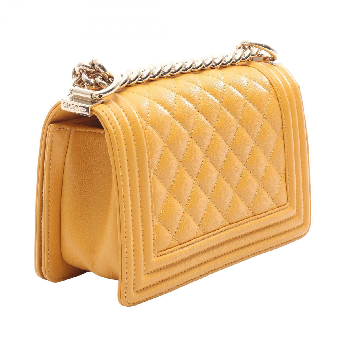 CHANEL Boy Chanel Small Caviar Bag Yellow