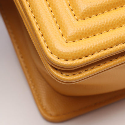CHANEL Boy Chanel Small Caviar Bag Yellow