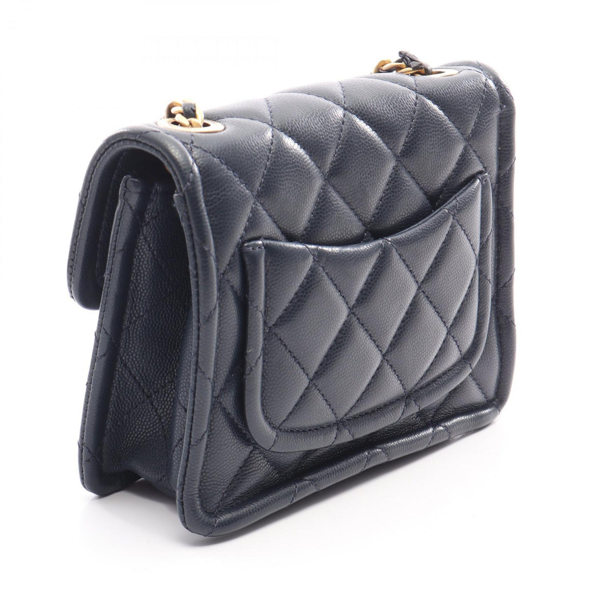 CHANEL Matelasse Caviar Skin Shoulder Bag Blue