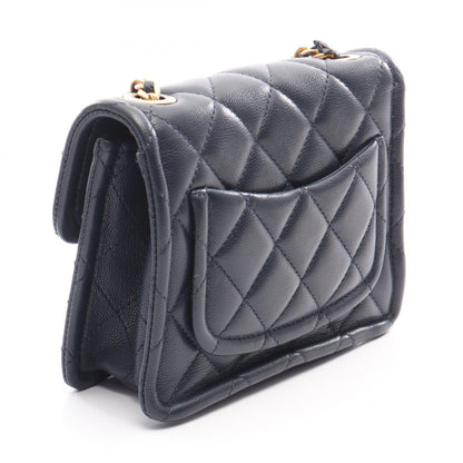 CHANEL Matelasse Caviar Skin Shoulder Bag Blue
