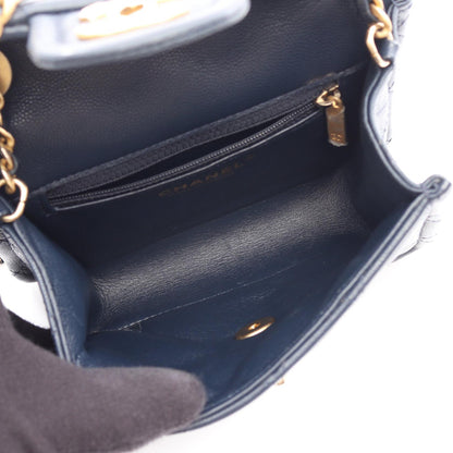 CHANEL Matelasse Caviar Skin Shoulder Bag Blue