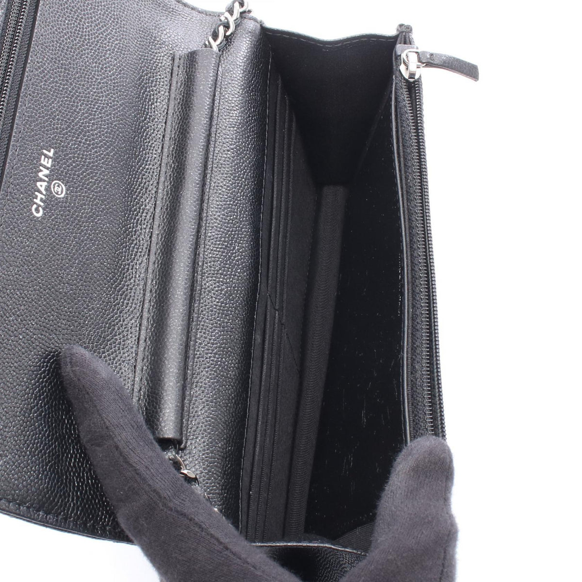 CHANEL Matelassé Caviar Skin Bag Black