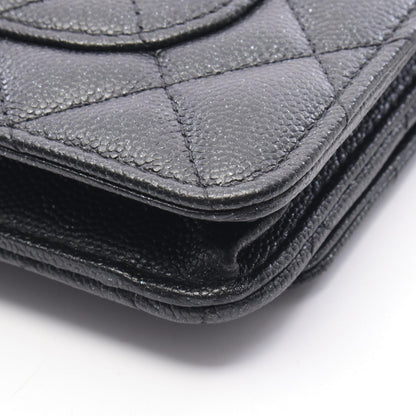 CHANEL Matelassé Caviar Skin Bag Black