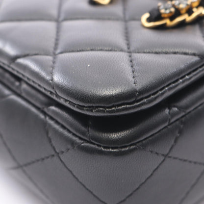 CHANEL Matelasse Shoulder Lambskin Black Shoulder Bag
