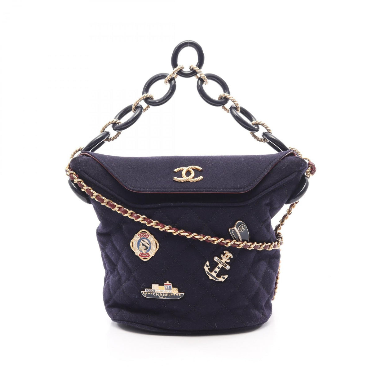 CHANEL Paris Hamburg Wool Bag Blue