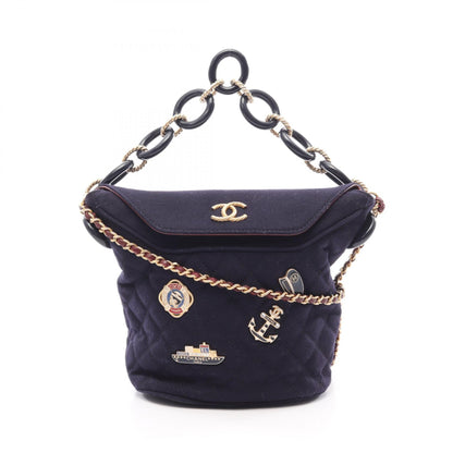 CHANEL Paris Hamburg Wool Bag Blue