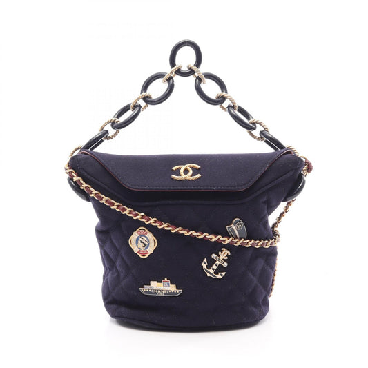 CHANEL Paris Hamburg Wool Bag Blue