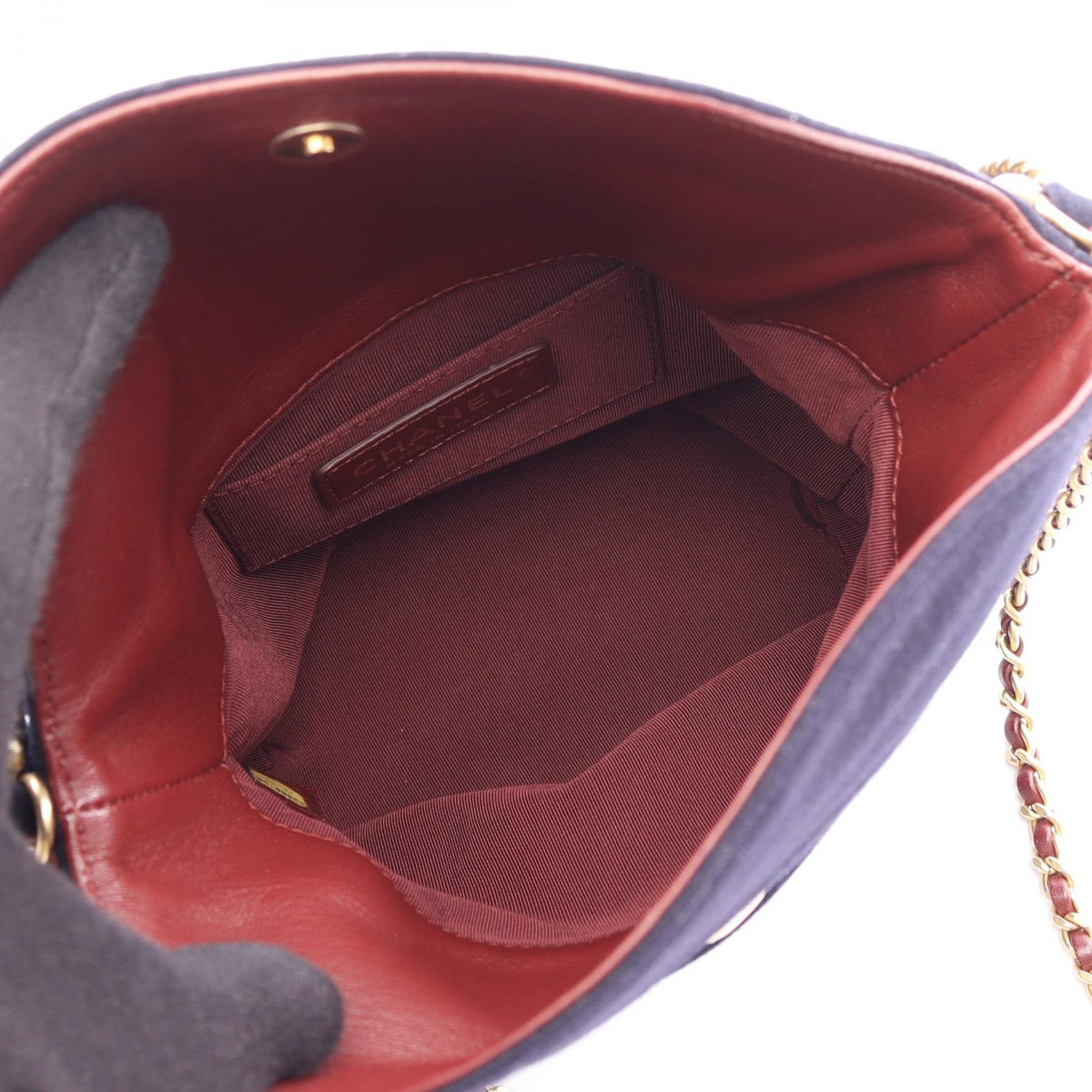 CHANEL Paris Hamburg Wool Bag Blue