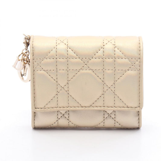 Dior Lady Dior Cannage Wallet Gold
