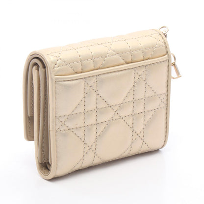 Dior Lady Dior Cannage Wallet Gold