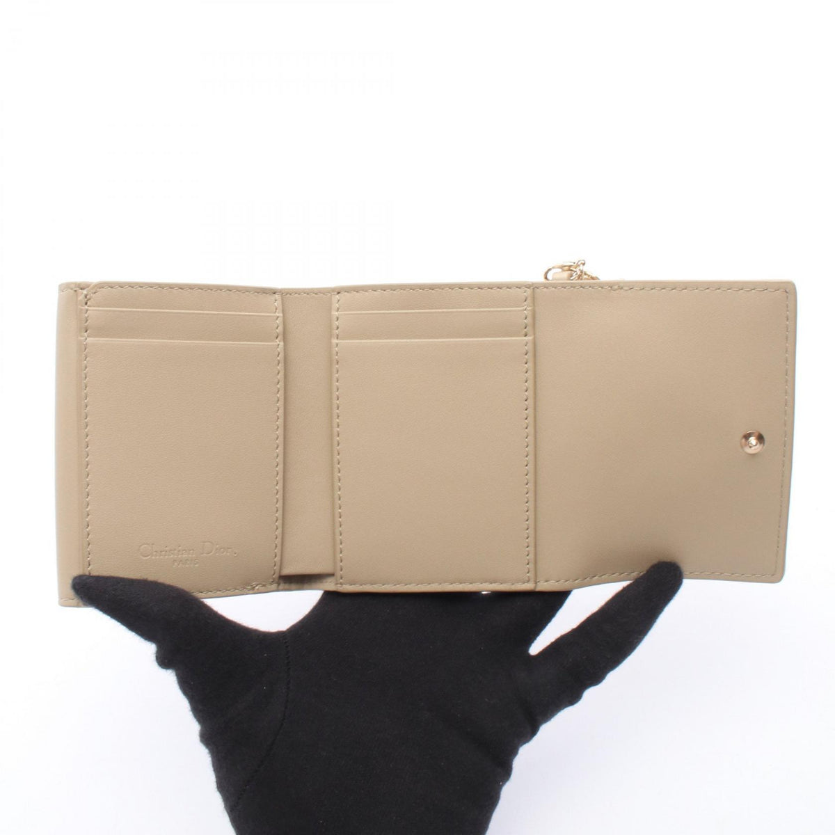 Dior Lady Dior Cannage Wallet Gold