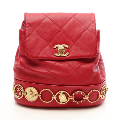 CHANEL Matelasse Small Chain Backpack Red