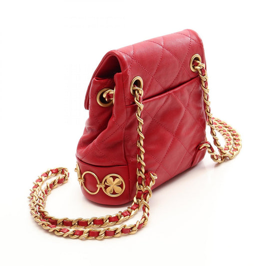CHANEL Matelasse Small Chain Backpack Red