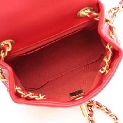 CHANEL Matelasse Small Chain Backpack Red