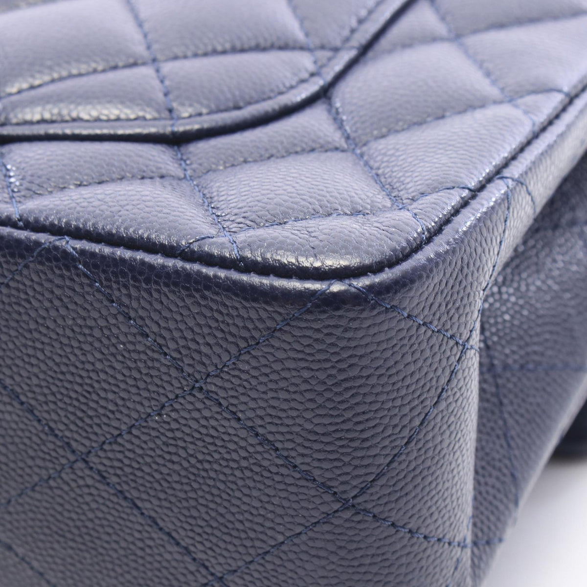 CHANEL Matelasse Double Flap Navy Caviar Shoulder Bag