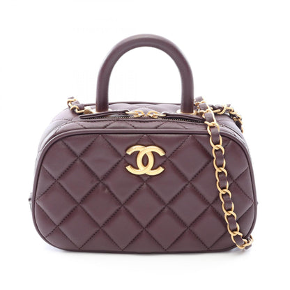 CHANEL Matelasse Mini Bowling Bag Brown