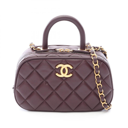 CHANEL Matelasse Mini Bowling Bag Brown