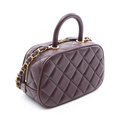 CHANEL Matelasse Mini Bowling Bag Brown