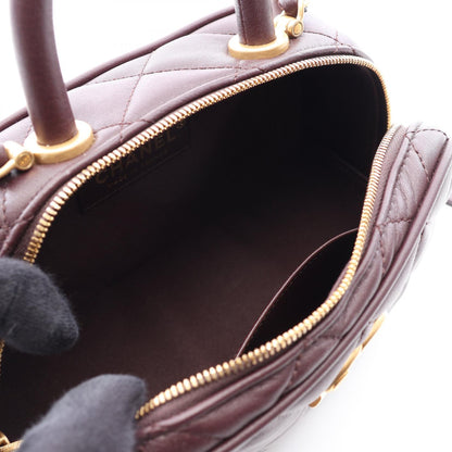 CHANEL Matelasse Mini Bowling Bag Brown