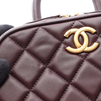 CHANEL Matelasse Mini Bowling Bag Brown