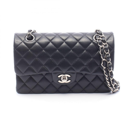 CHANEL Matelasse Double Black Lambskin Shoulder Bag