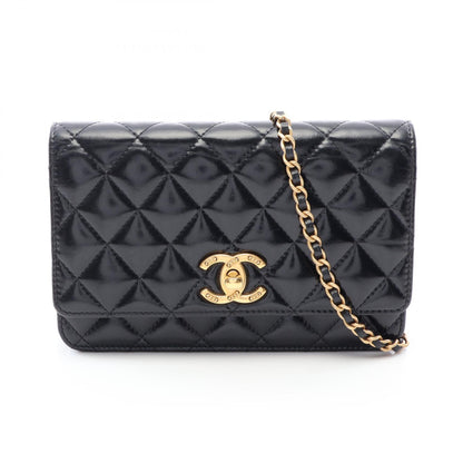 CHANEL Matelassé Shoulder Bag Gold Black