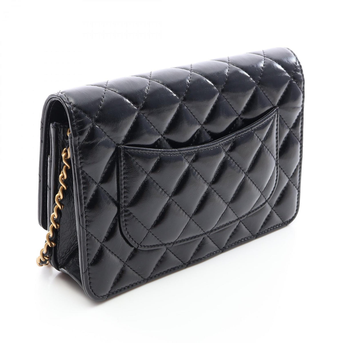 CHANEL Matelassé Shoulder Bag Gold Black