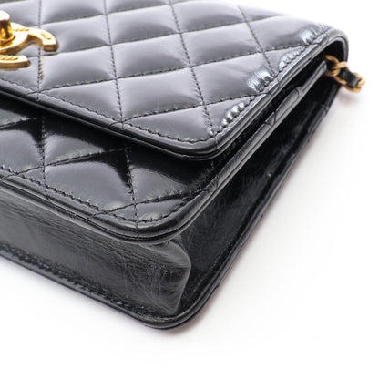 CHANEL Matelassé Shoulder Bag Gold Black