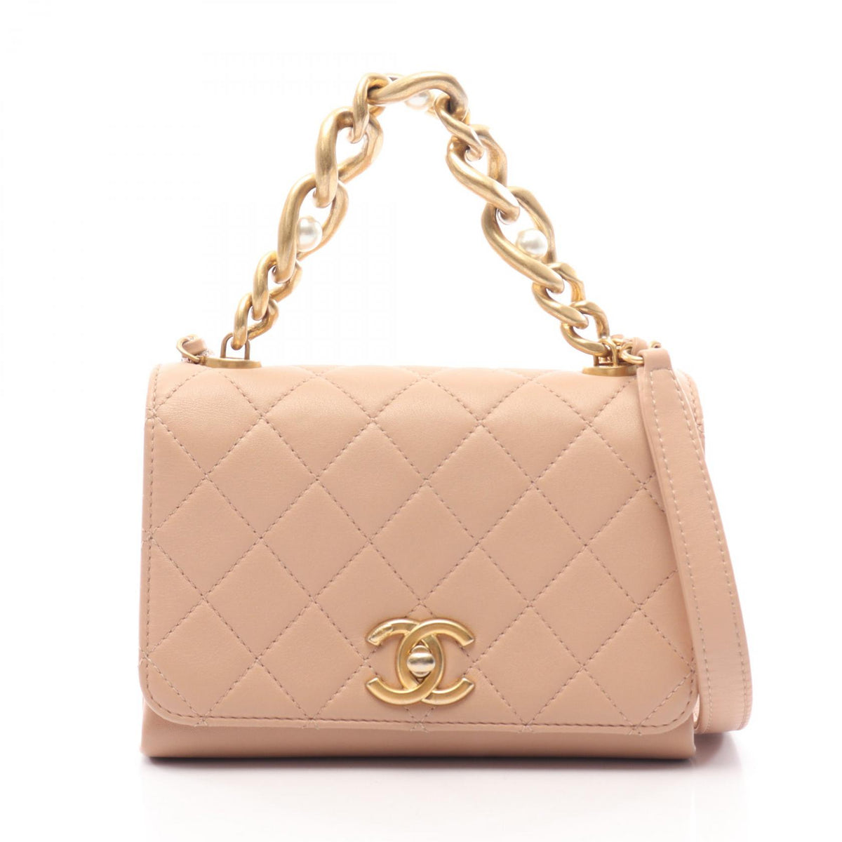 CHANEL Mini Matelasse Shoulder Bag Beige