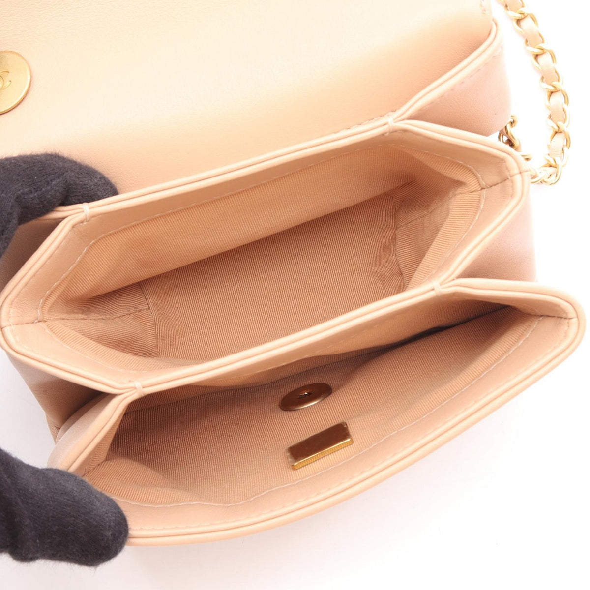 CHANEL Mini Matelasse Shoulder Bag Beige