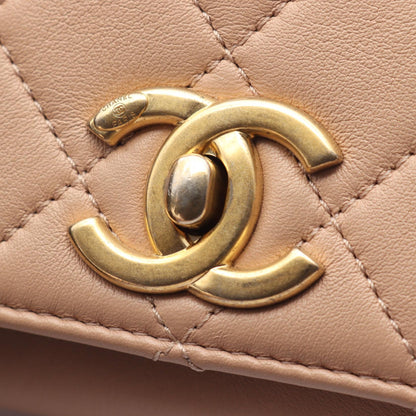 CHANEL Mini Matelasse Shoulder Bag Beige