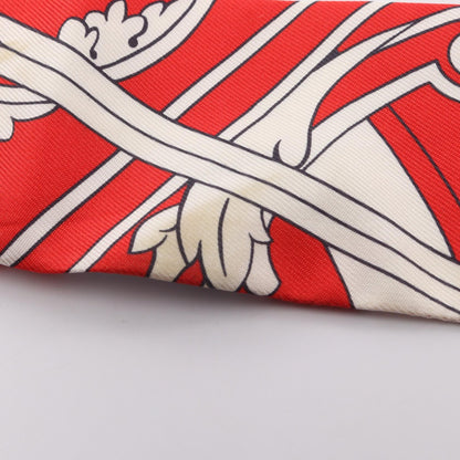 HERMES Red Silk Twilly Carriage Scarf