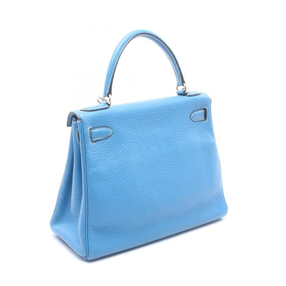 HERMES Kelly 28 Retourne Handbag Blue