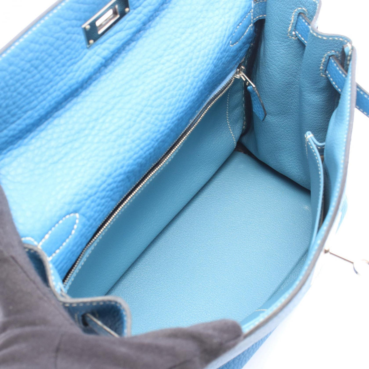 HERMES Kelly 28 Retourne Handbag Blue