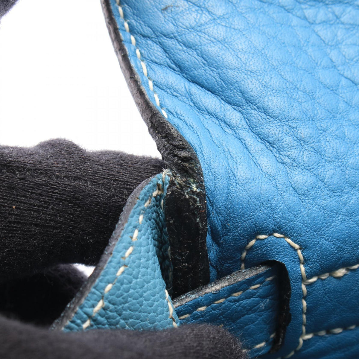 HERMES Kelly 28 Retourne Handbag Blue