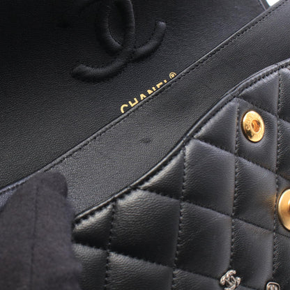CHANEL Matelassé Double Flap Bag Black