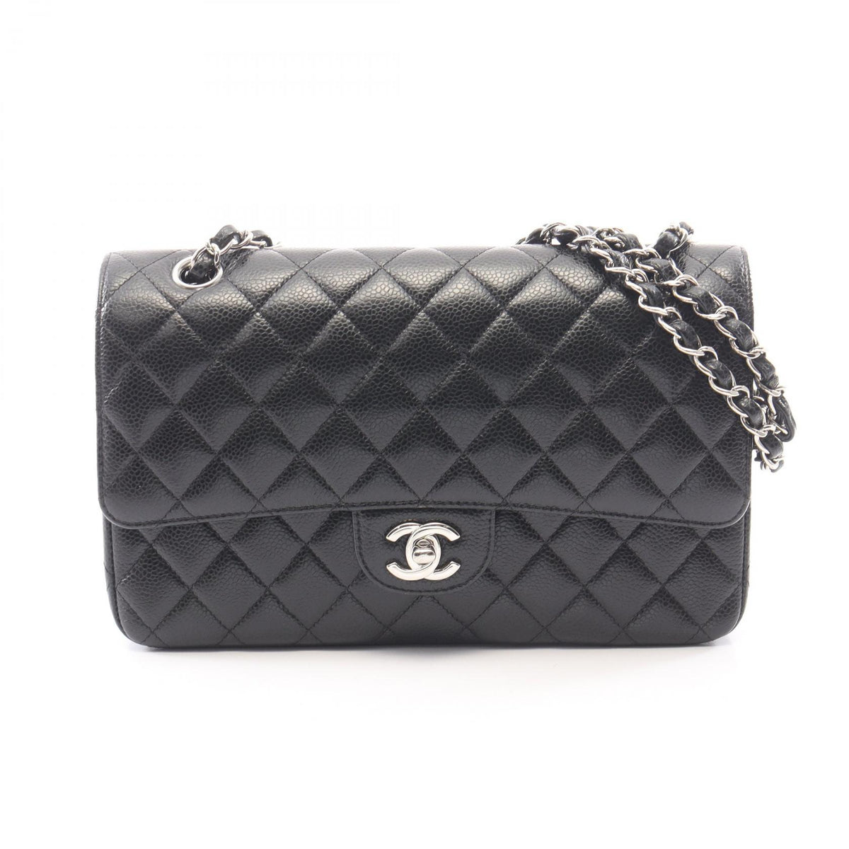 CHANEL Black Caviar Matelasse Shoulder Bag