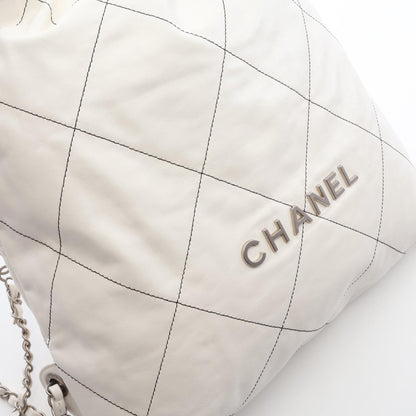 CHANEL 22 Large White Leather Backpack