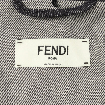 FENDI Zip-Up 3/4 Sleeve Denim Midi Dress Gray Cotton Size 38