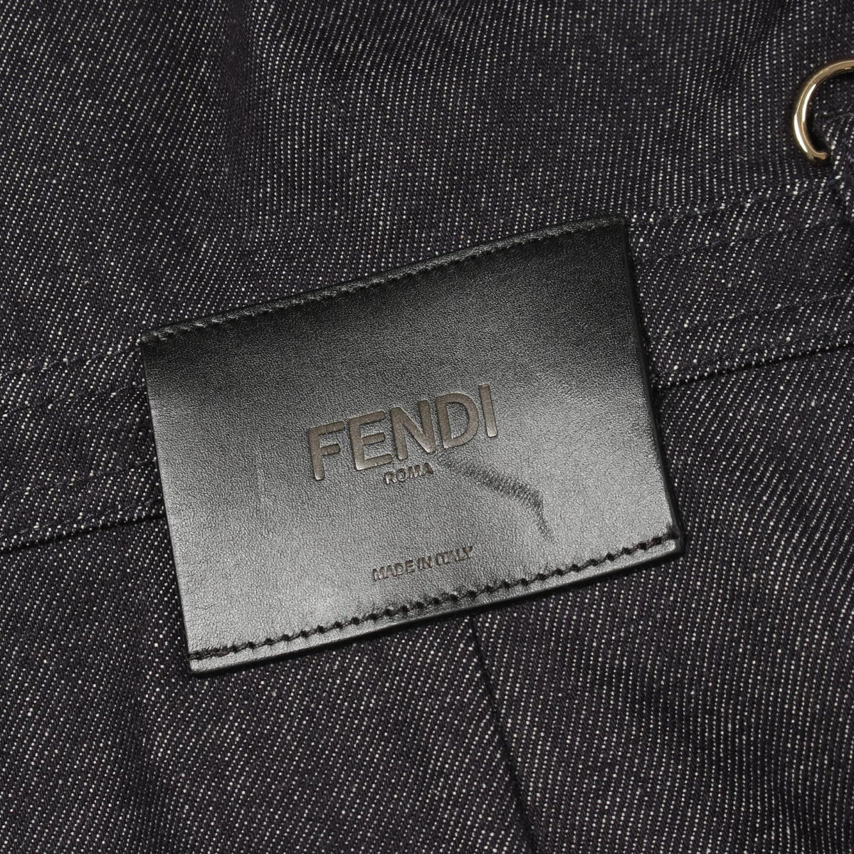 FENDI Zip-Up 3/4 Sleeve Denim Midi Dress Gray Cotton Size 38