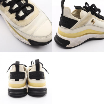 CHANEL Coco Mark Suede Fabric Sneakers Size 38