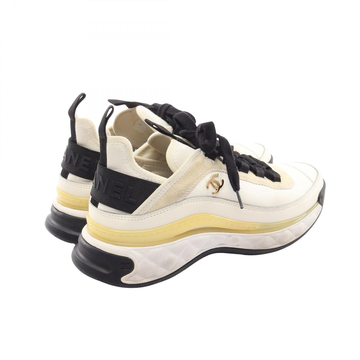 CHANEL Coco Mark Suede Fabric Sneakers Size 38