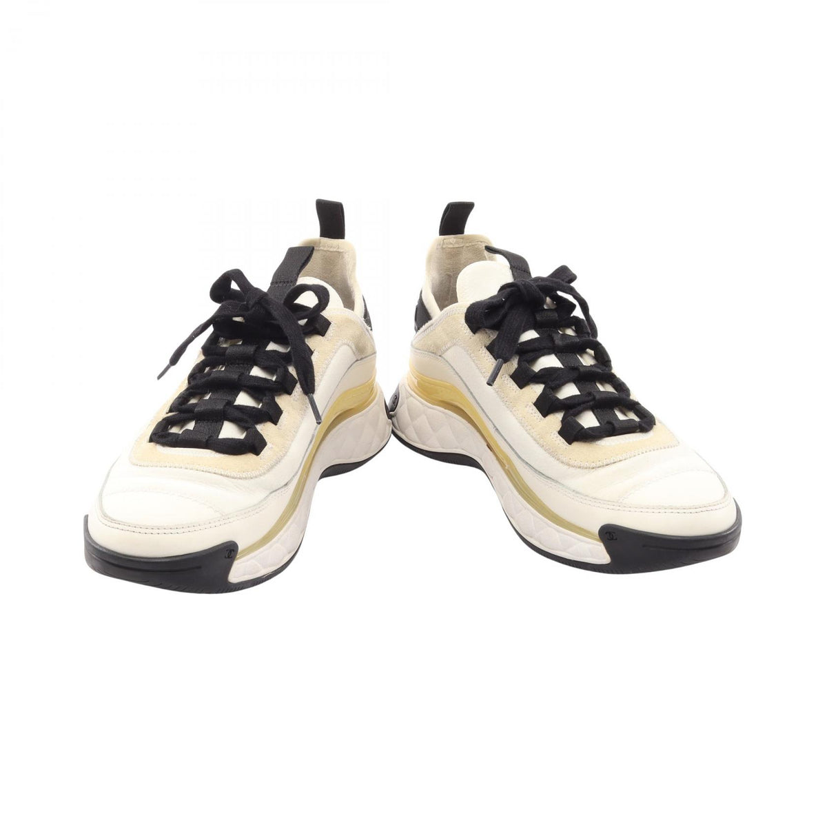 CHANEL Coco Mark Suede Fabric Sneakers Size 38