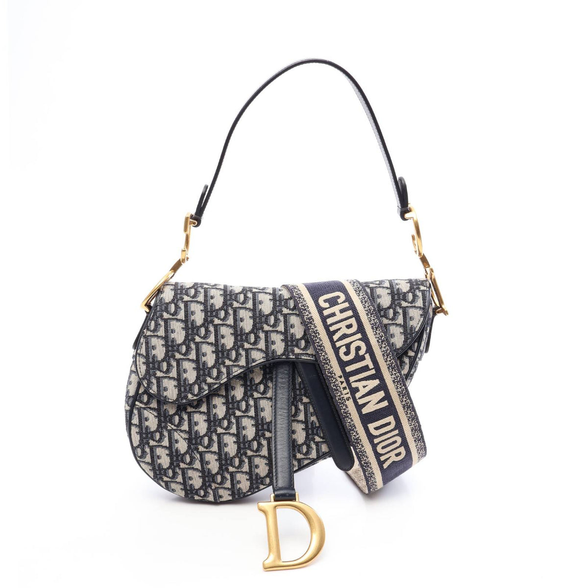 Dior Oblique Saddle Bag 2-Way Bag Beige