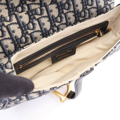 Dior Oblique Saddle Bag 2-Way Bag Beige