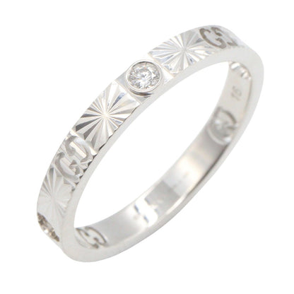 GUCCI Icon Heart 18K White Gold Diamond Ring Size JP 15