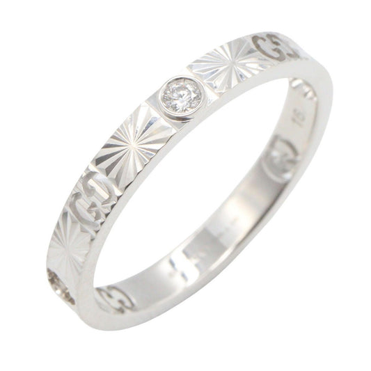 GUCCI Icon Heart 18K White Gold Diamond Ring Size JP 15