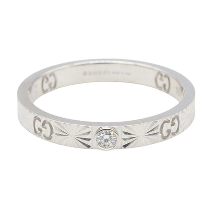 GUCCI Icon Heart 18K White Gold Diamond Ring Size JP 15