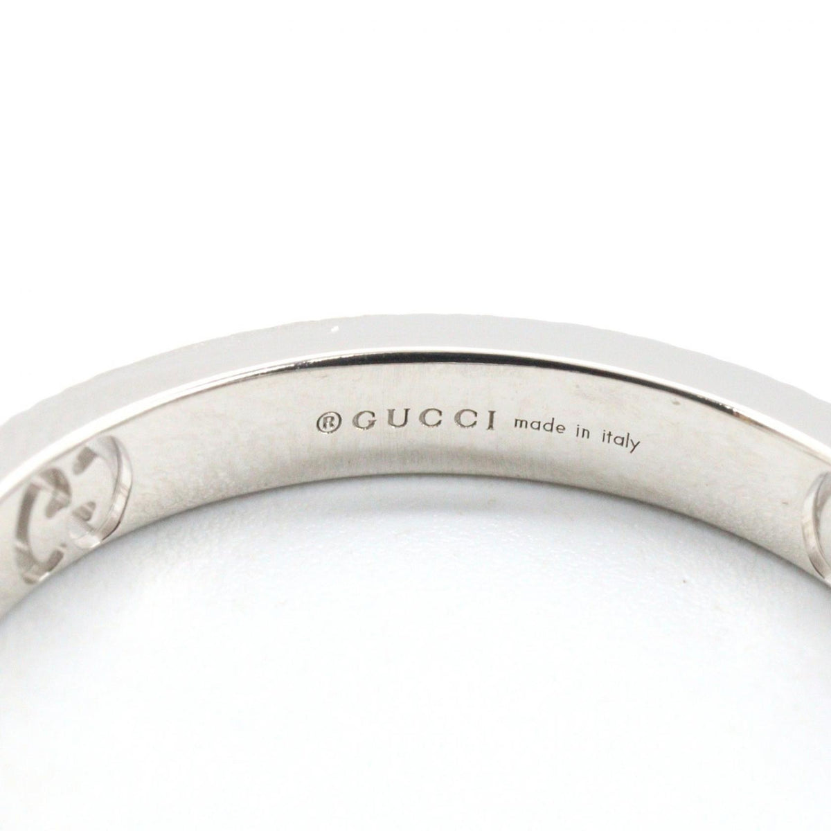 GUCCI Icon Heart 18K White Gold Diamond Ring Size JP 15