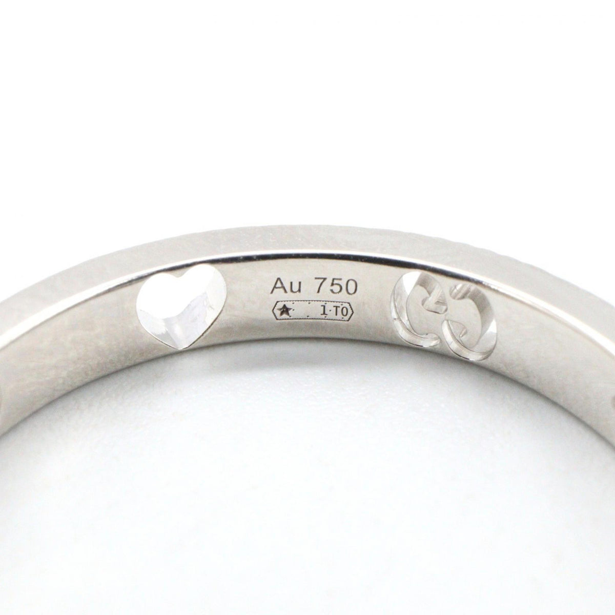 GUCCI Icon Heart 18K White Gold Diamond Ring Size JP 15